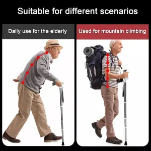 Daily Assistance Walking Sticks for Elderly 1-Pack Retractable Crutches Adjustable Hiking Pole for Climbing Walking and Nordic Walking(A,38~105cm)