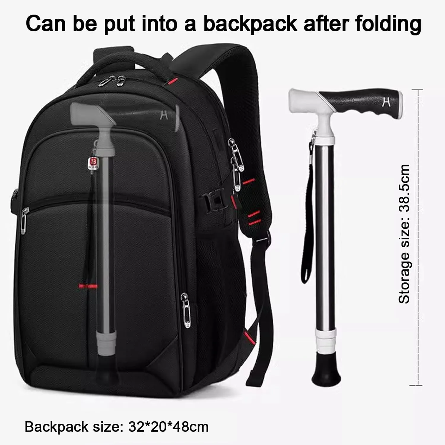 Daily Assistance Walking Sticks for Elderly 1-Pack Retractable Crutches Adjustable Hiking Pole for Climbing Walking and Nordic Walking(A,38~105cm)
