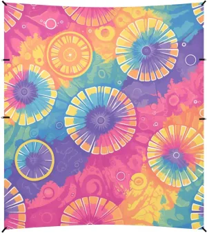 Darkorchid Tie Dye Background Rainbow Colors Tie-dye Pattern Beach Tent UPF50 Easy Setup Shade Sun Shelter with Sandbags & Sand Shovel for Camping, Picnics, Backyard & Fishing