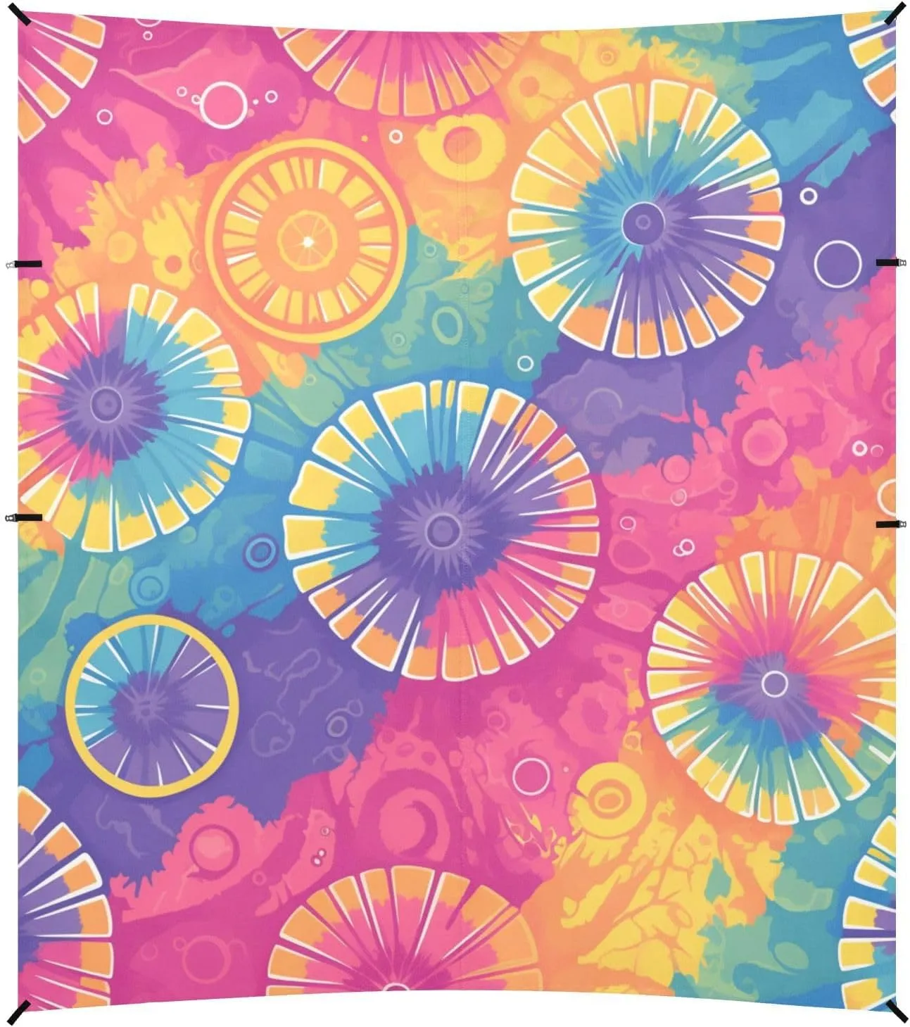 Darkorchid Tie Dye Background Rainbow Colors Tie-dye Pattern Beach Tent UPF50 Easy Setup Shade Sun Shelter with Sandbags & Sand Shovel for Camping, Picnics, Backyard & Fishing