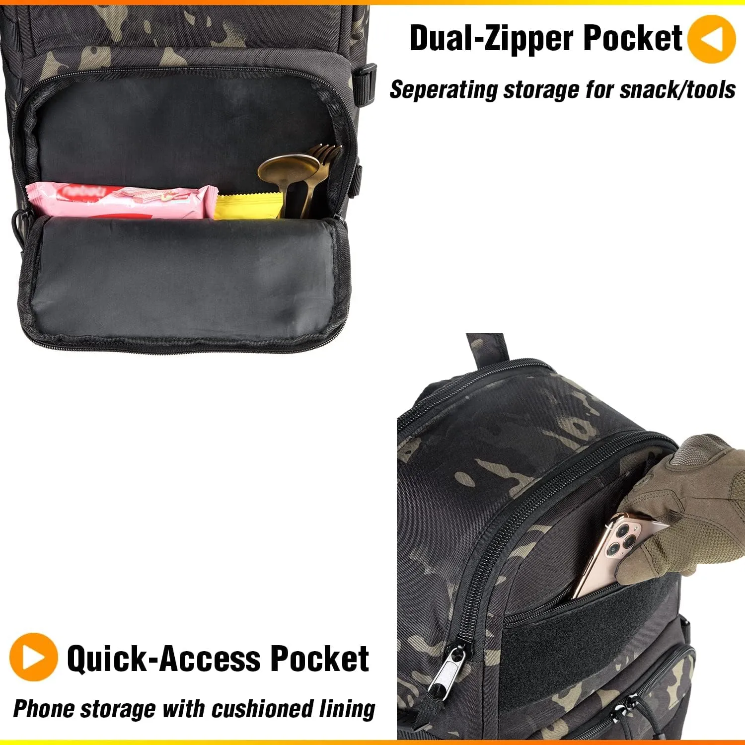 DBTAC Tactical Lunch Backpack, Large Lunch Cooler for Men Women | Backpack Coolers insulated for Work Picnic Travel (Black Camo, 24-Cans)