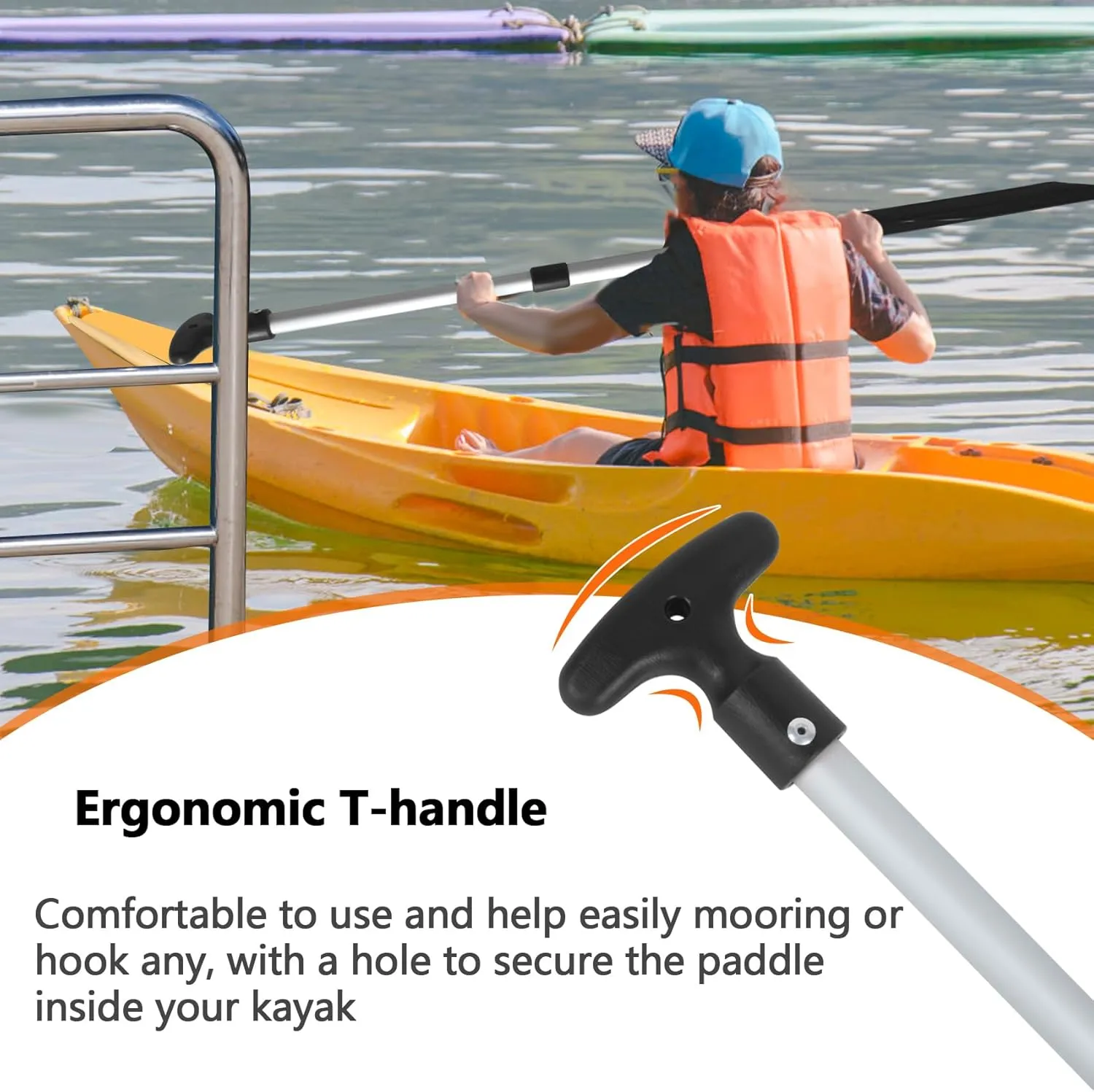 DEDU Boat Paddle Telescoping 2 Pack, Boat Oars Collapsible Emergency Paddle 21"-43" Adjustable, Telescoping Canoe Paddle Aluminum Shaft Anti Slip for Kids and Adults
