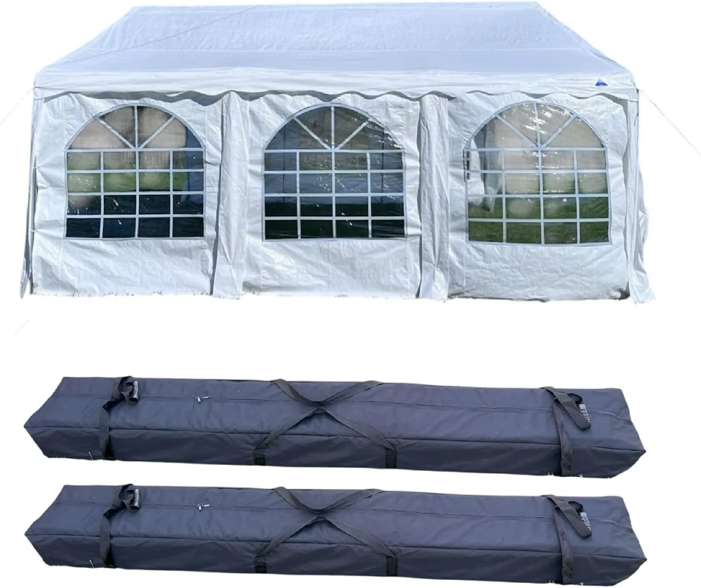 DELTA 20'x20' Budget PE B Model Wedding Party Tent, Heavy Duty Outdoor Event Canopy Tents, Garden Shelter, Pavilion Gazebo with Galvanized Steel Tubes   Waterproof Top - Including 2 Long Storage Bags