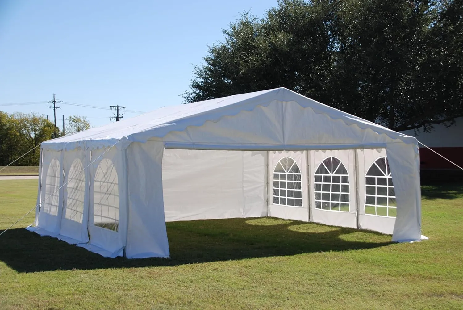 DELTA 20'x20' Budget PE B Model Wedding Party Tent, Heavy Duty Outdoor Event Canopy Tents, Garden Shelter, Pavilion Gazebo with Galvanized Steel Tubes   Waterproof Top - Including 2 Long Storage Bags