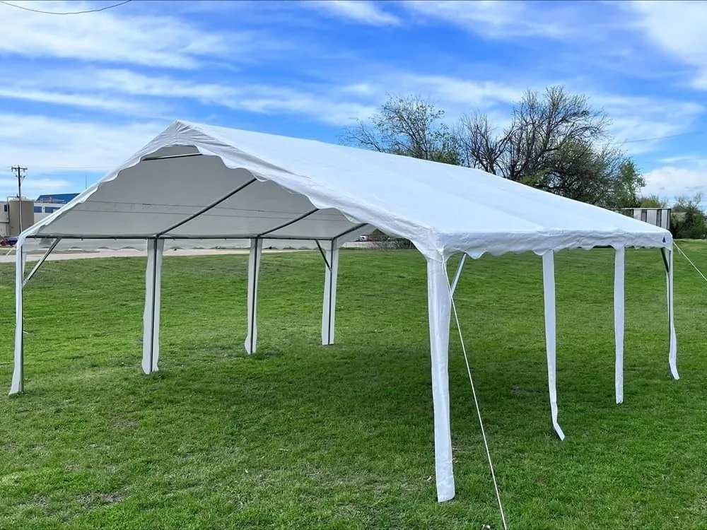 DELTA 20'x20' Budget PE B Model Wedding Party Tent, Heavy Duty Outdoor Event Canopy Tents, Garden Shelter, Pavilion Gazebo with Galvanized Steel Tubes   Waterproof Top - Including 2 Long Storage Bags