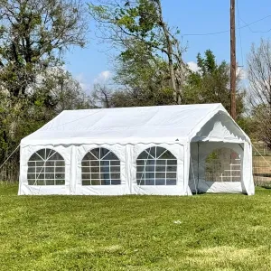 DELTA 20'x20' Budget PE B Model Wedding Party Tent, Heavy Duty Outdoor Event Canopy Tents, Garden Shelter, Pavilion Gazebo with Galvanized Steel Tubes   Waterproof Top - Including 2 Long Storage Bags