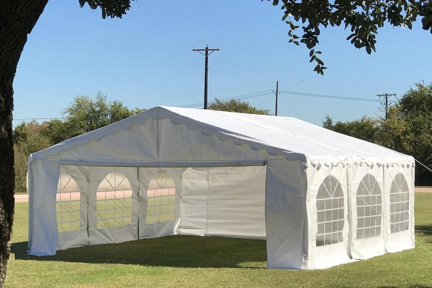 DELTA 20'x20' Budget PE B Model Wedding Party Tent, Heavy Duty Outdoor Event Canopy Tents, Garden Shelter, Pavilion Gazebo with Galvanized Steel Tubes   Waterproof Top - Including 2 Long Storage Bags
