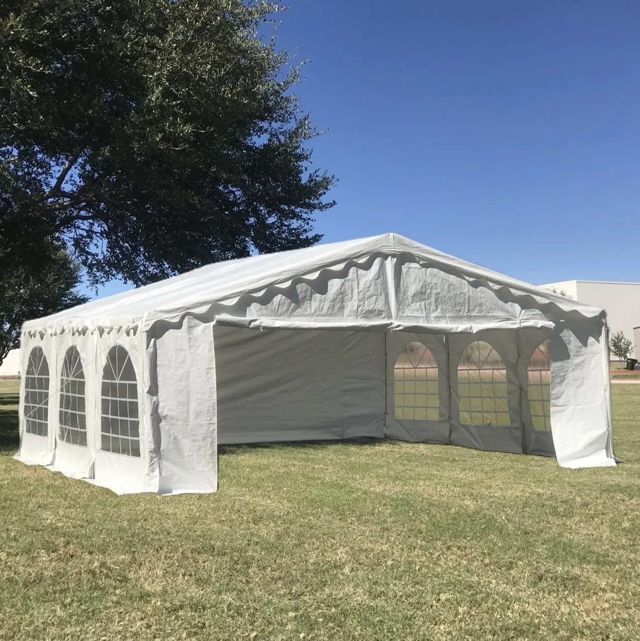 DELTA 20'x20' Budget PE B Model Wedding Party Tent, Heavy Duty Outdoor Event Canopy Tents, Garden Shelter, Pavilion Gazebo with Galvanized Steel Tubes   Waterproof Top - Including 2 Long Storage Bags