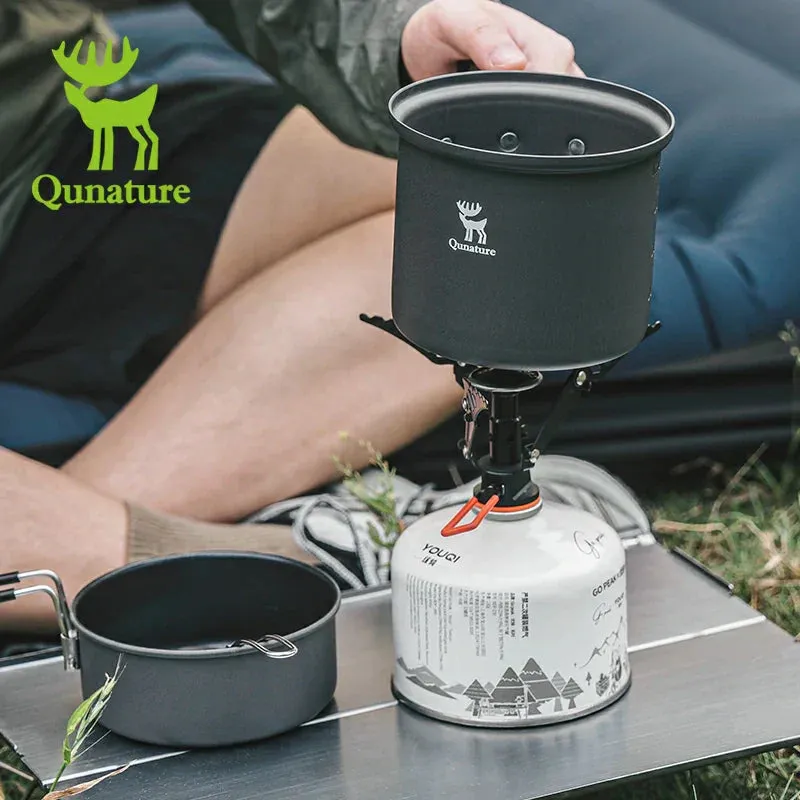 Design Nestable Ultra-Light Don't miss it Handle Cookware Efficient returns with Camping Set Qunature Aluminum