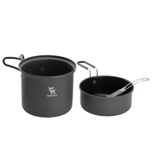 Design Nestable Ultra-Light Don't miss it Handle Cookware Efficient returns with Camping Set Qunature Aluminum