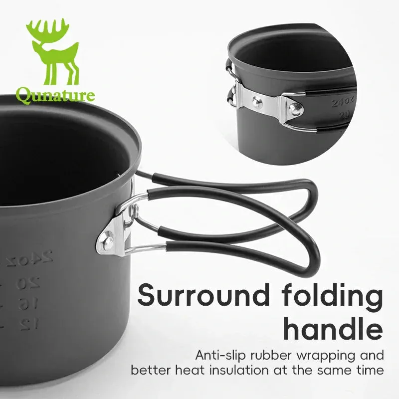 Design Nestable Ultra-Light Don't miss it Handle Cookware Efficient returns with Camping Set Qunature Aluminum