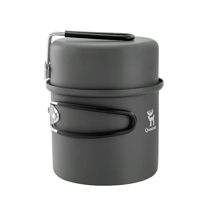 Design Nestable Ultra-Light Don't miss it Handle Cookware Efficient returns with Camping Set Qunature Aluminum