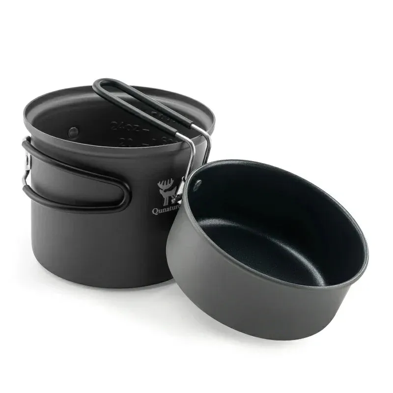 Design Nestable Ultra-Light Don't miss it Handle Cookware Efficient returns with Camping Set Qunature Aluminum