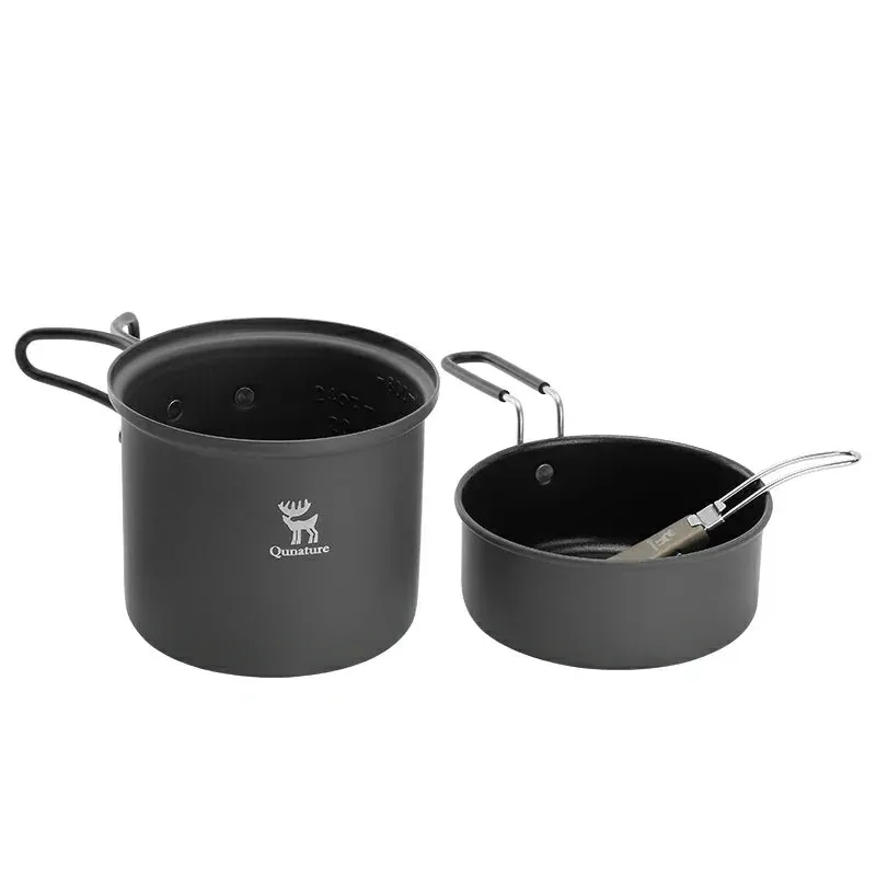Design Nestable Ultra-Light Don't miss it Handle Cookware Efficient returns with Camping Set Qunature Aluminum