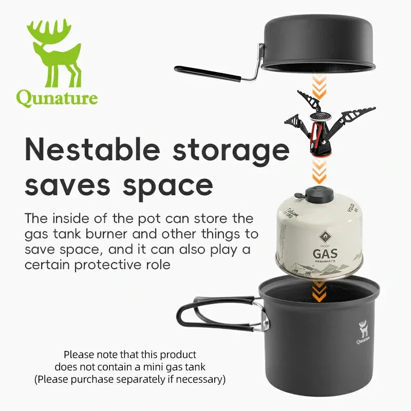 Design Nestable Ultra-Light Don't miss it Handle Cookware Efficient returns with Camping Set Qunature Aluminum