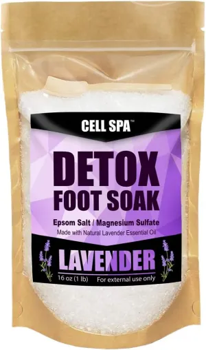 Detox Foot Soak Bath Premium 16 Ounce Lavender Scented Epsom Salt Magnesium Sulfate to Help Detox, Relieve Stress, Eliminate Odors & Soften Your Feet (Lavender)