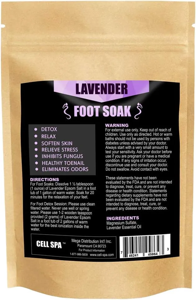 Detox Foot Soak Bath Premium 16 Ounce Lavender Scented Epsom Salt Magnesium Sulfate to Help Detox, Relieve Stress, Eliminate Odors & Soften Your Feet (Lavender)