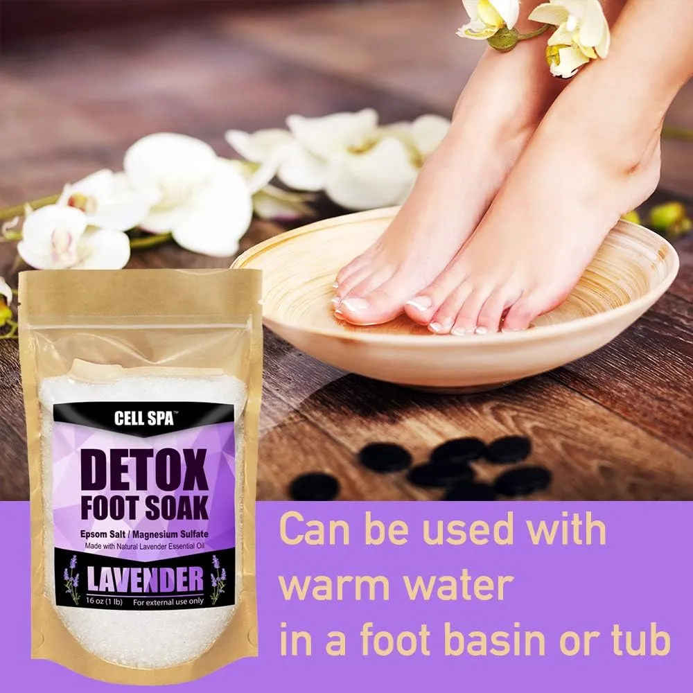 Detox Foot Soak Bath Premium 16 Ounce Lavender Scented Epsom Salt Magnesium Sulfate to Help Detox, Relieve Stress, Eliminate Odors & Soften Your Feet (Lavender)