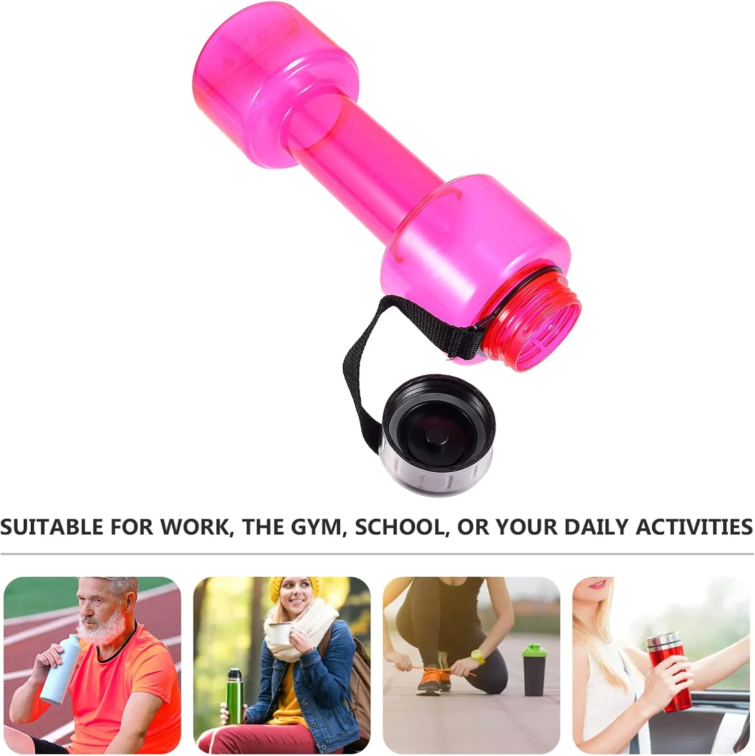 DOITOOL Collapsible Water Bottles Dumbbell Design Modern Leakproof Fitness Water Bottle Random Color