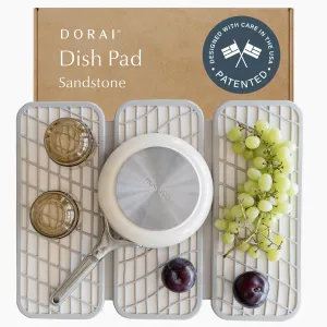 Dorai Home Dish Pad – Quick-Dry Diatomite Stone Drying Mat for Kitchen Counter, 19.9" x 15.2" x 0.52", Sandstone