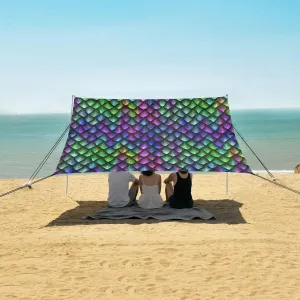 Dragon Scales Beach Canopy Tent Anti-UV & Wind Resistant, Watercolor Camping Sun Shelter Easy Setup Portable,Outdoor Shade Tents with Sandbags,Sand Shovels,Ground Pegs & Stability Poles
