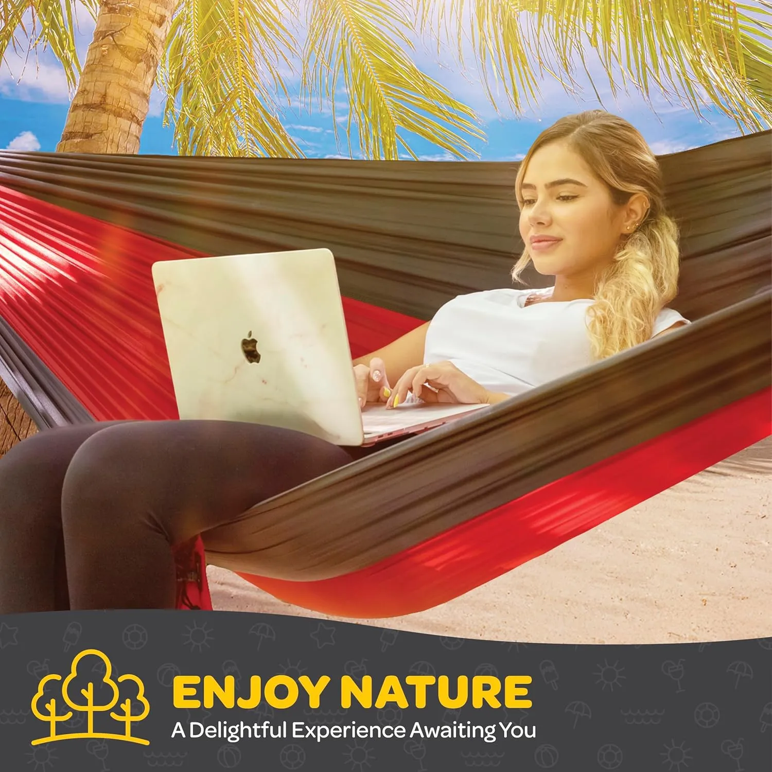 Durable Hammock 400 lb Capacity, Nylon Camping Hammock Chair - Double or Single Sizes w/Tree Straps and Attached Carry Bag - for Travel/Backpacking/Beach/Backyard (Medium, Forest Green & Lima Green)