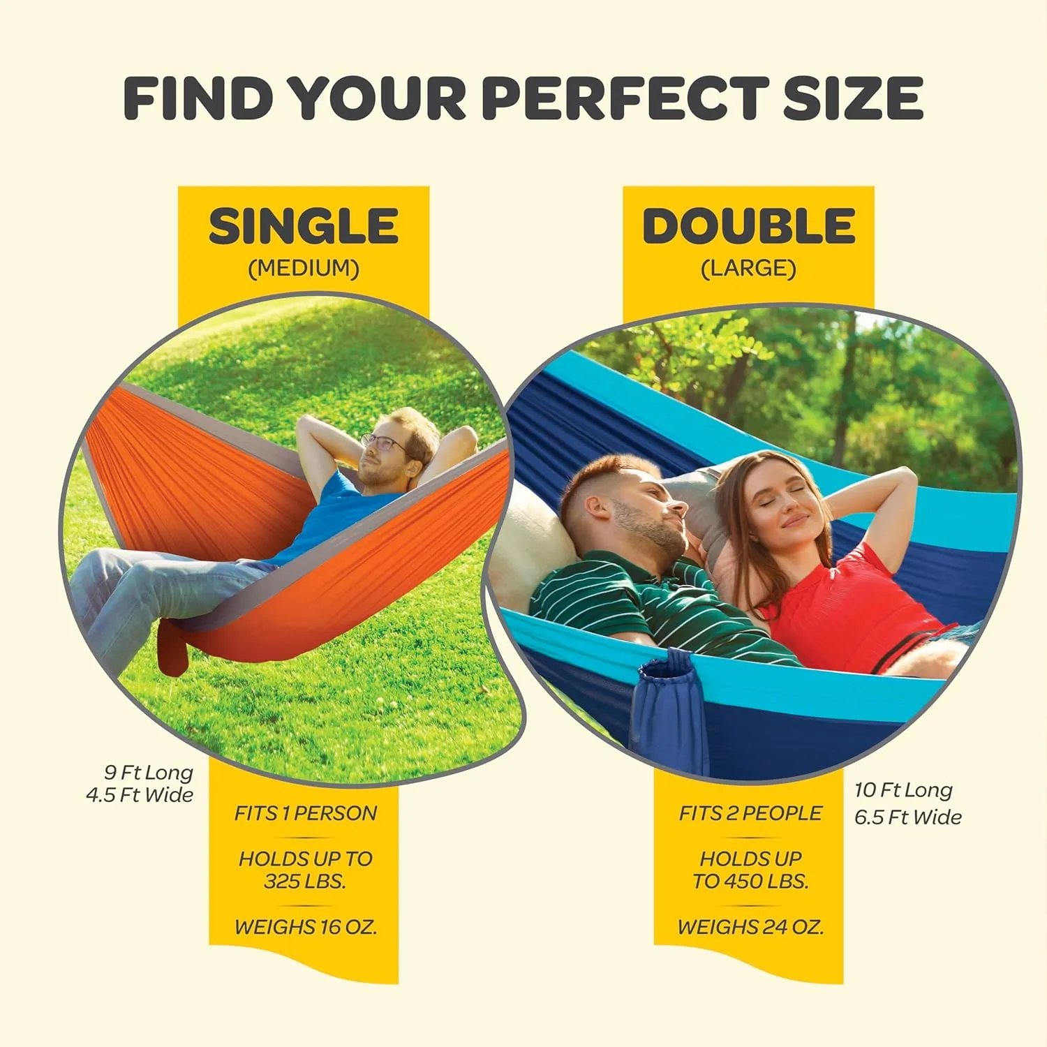 Durable Hammock 400 lb Capacity, Nylon Camping Hammock Chair - Double or Single Sizes w/Tree Straps and Attached Carry Bag - for Travel/Backpacking/Beach/Backyard (Medium, Forest Green & Lima Green)