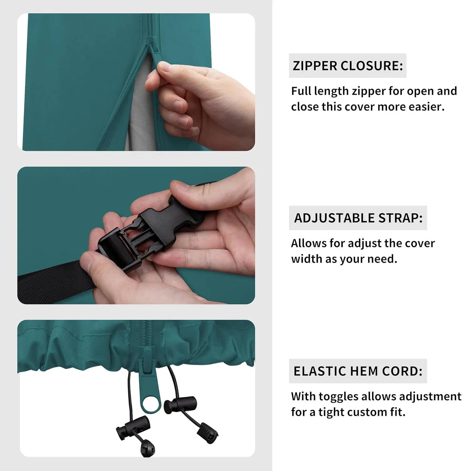 Easy-Going Patio Umbrella Cover Outdoor Offset Umbrella Cover with Zipper and Storage Bag Waterproof Cantilever Parasol Cover for 7.5ft to 11.5ft Banana Frame Umbrella, Teal