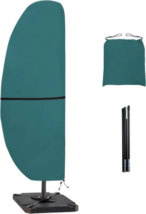 Easy-Going Patio Umbrella Cover Outdoor Offset Umbrella Cover with Zipper and Storage Bag Waterproof Cantilever Parasol Cover for 7.5ft to 11.5ft Banana Frame Umbrella, Teal