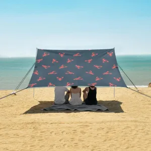 Ector Pattern with Crayfish Beach Canopy Tent Anti-UV & Wind Resistant, Camping Sun Shelter Easy Setup Portable,Outdoor Shade Tents with Sandbags,Sand Shovels,Ground Pegs & Stability Poles
