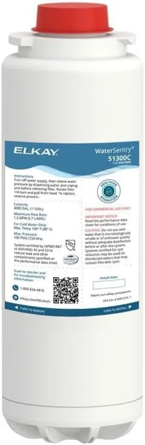 Elkay 51300C WaterSentry Lead   Microplastics NSF/ANSI Certified Filter (Bottle Fillers)