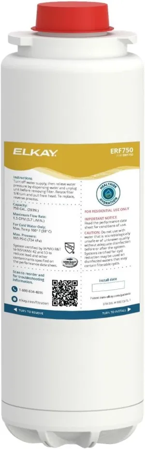 Elkay ERF750 WaterSentry Lead   Microplastics NSF/ANSI Certified Residential Filter (ezH2O Liv & Filtered Faucet)