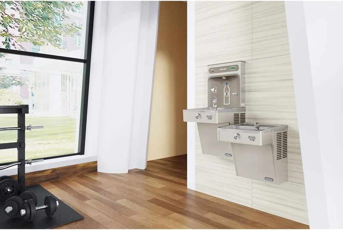 Elkay EZH2O Bottle Filling Station, & Bi-Level High Efficiency Vandal-Resistant Cooler, Filtered 8 GPH Stainless