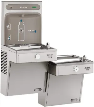 Elkay EZH2O Bottle Filling Station, & Bi-Level High Efficiency Vandal-Resistant Cooler, Filtered 8 GPH Stainless