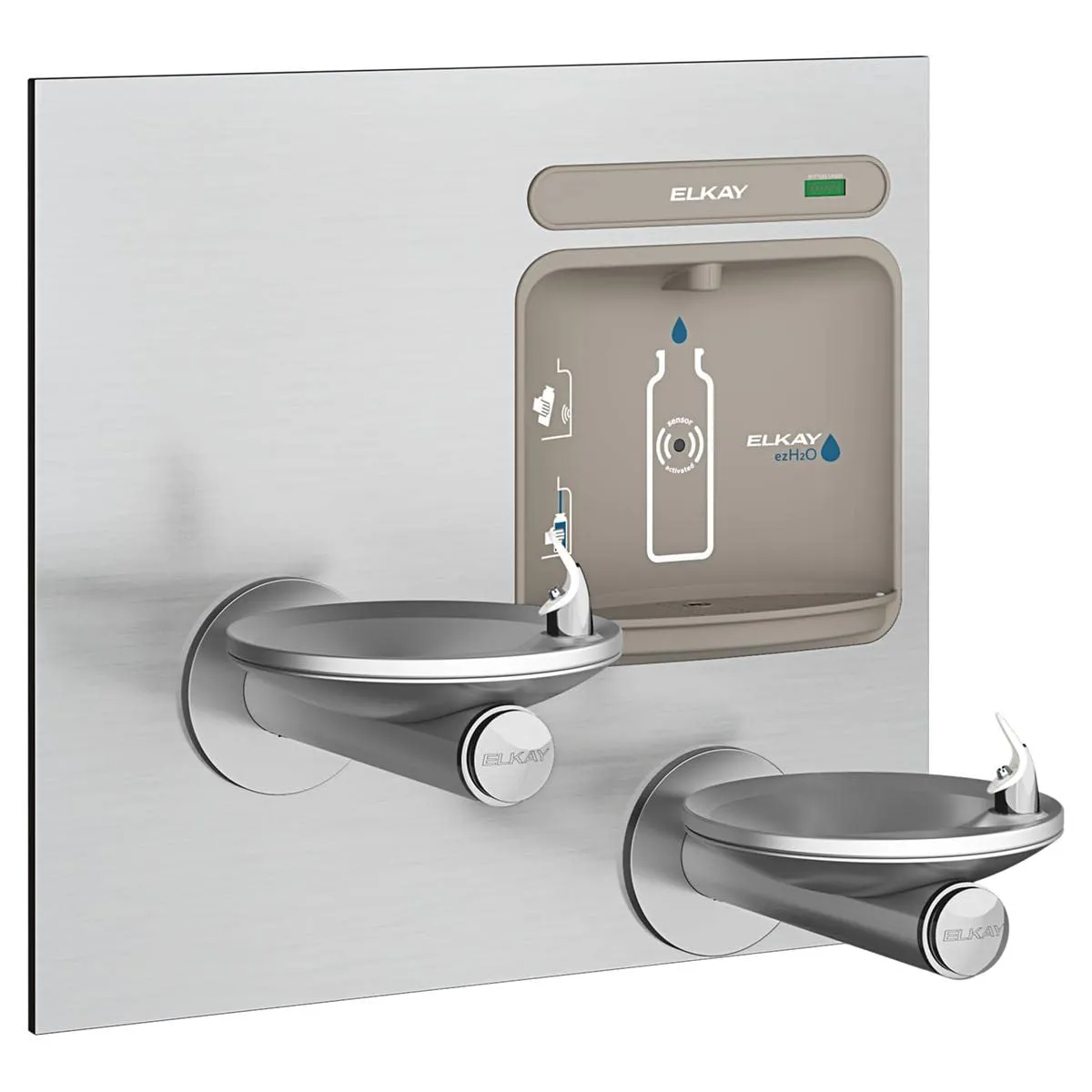 Elkay ezH2O Bottle Filling Station with Bi-Level Integral SwirlFlo Fountain, Non-Filtered Non-Refrigerated Stainless