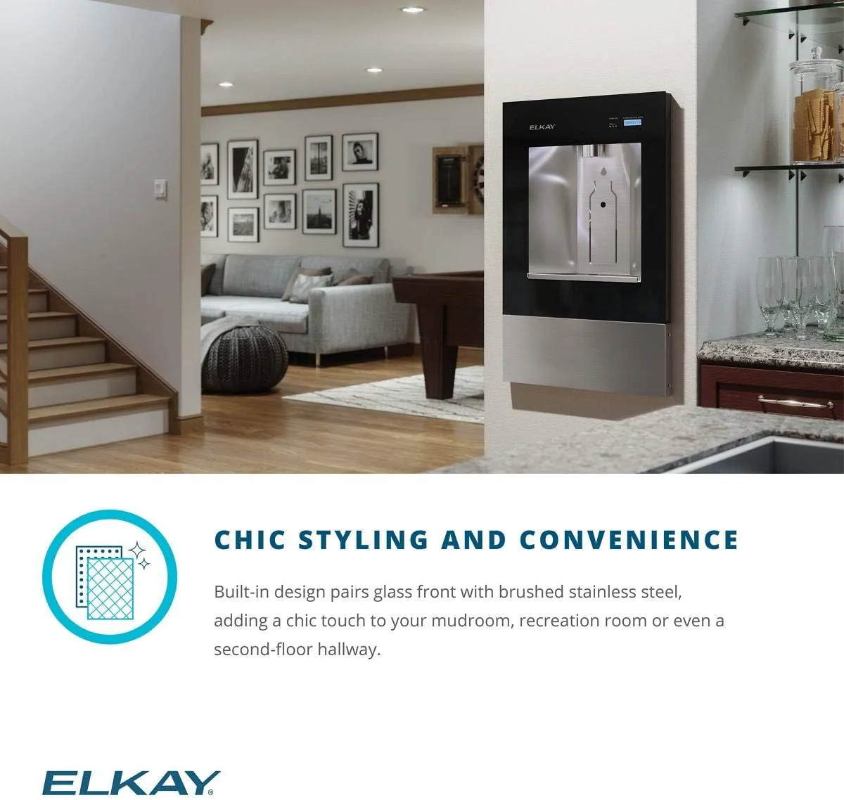 Elkay LBWD06WHK ezH2O Liv Built-in Filtered Water Dispenser, Remote Chiller, Aspen White