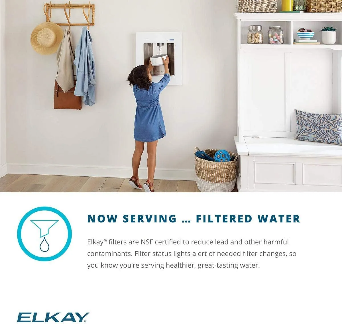 Elkay LBWD06WHK ezH2O Liv Built-in Filtered Water Dispenser, Remote Chiller, Aspen White