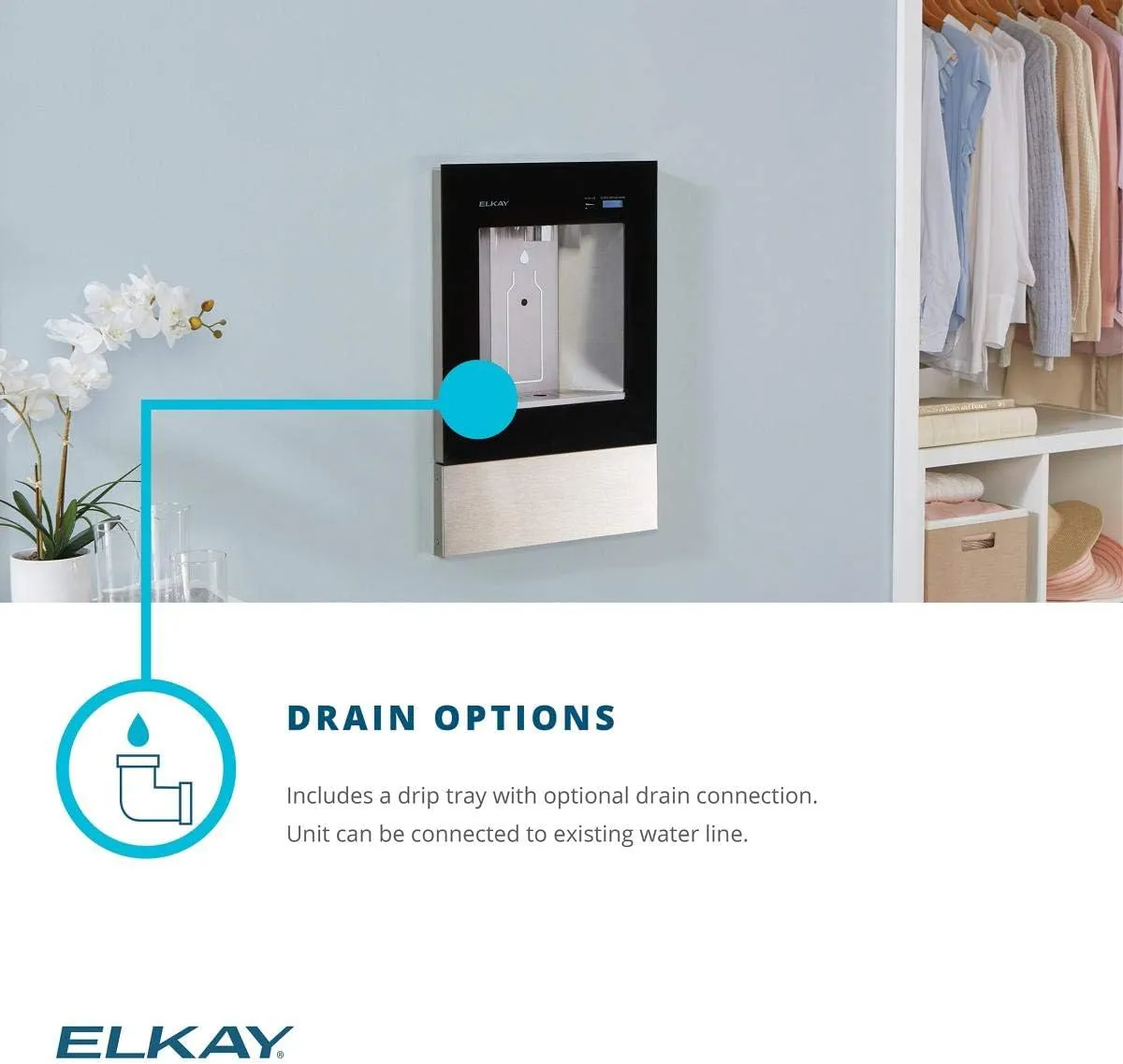 Elkay LBWD06WHK ezH2O Liv Built-in Filtered Water Dispenser, Remote Chiller, Aspen White