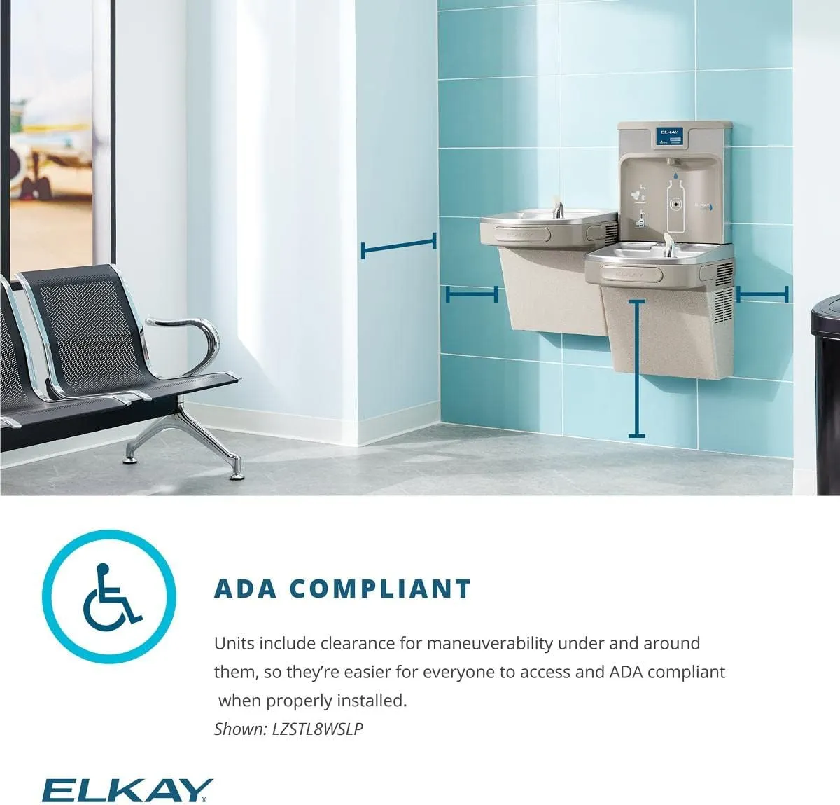 Elkay LZS8WSLK Filtered Refigerated, Single, Light Gray