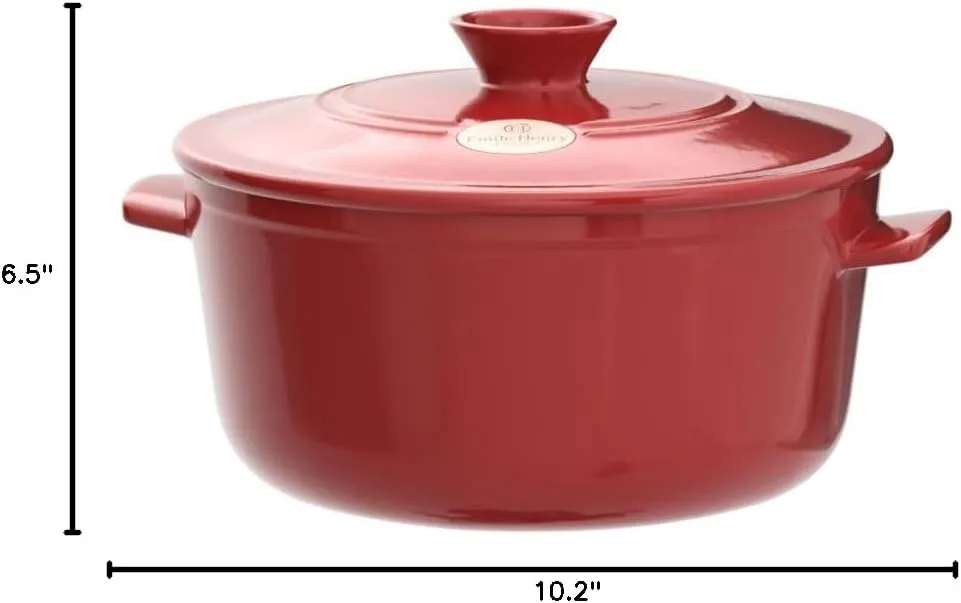Emile Henry Flame Round Stewpot Dutch Oven, 4.2 Quart, Burgundy