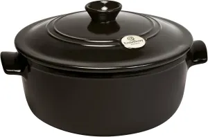 Emile Henry France Flame Round Stewpot Dutch Oven, 4.2 quart, Charcoal