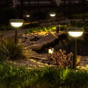 Ensenior 10-Pack Solar Lights Outdoor, Auto ON/Off 3000K LED Solar Garden Lights for Pathway, Yard, Patio, Walkway, Flower Bed, Waterproof, Energy-Efficient Landscape Lighting, Adjustable Height