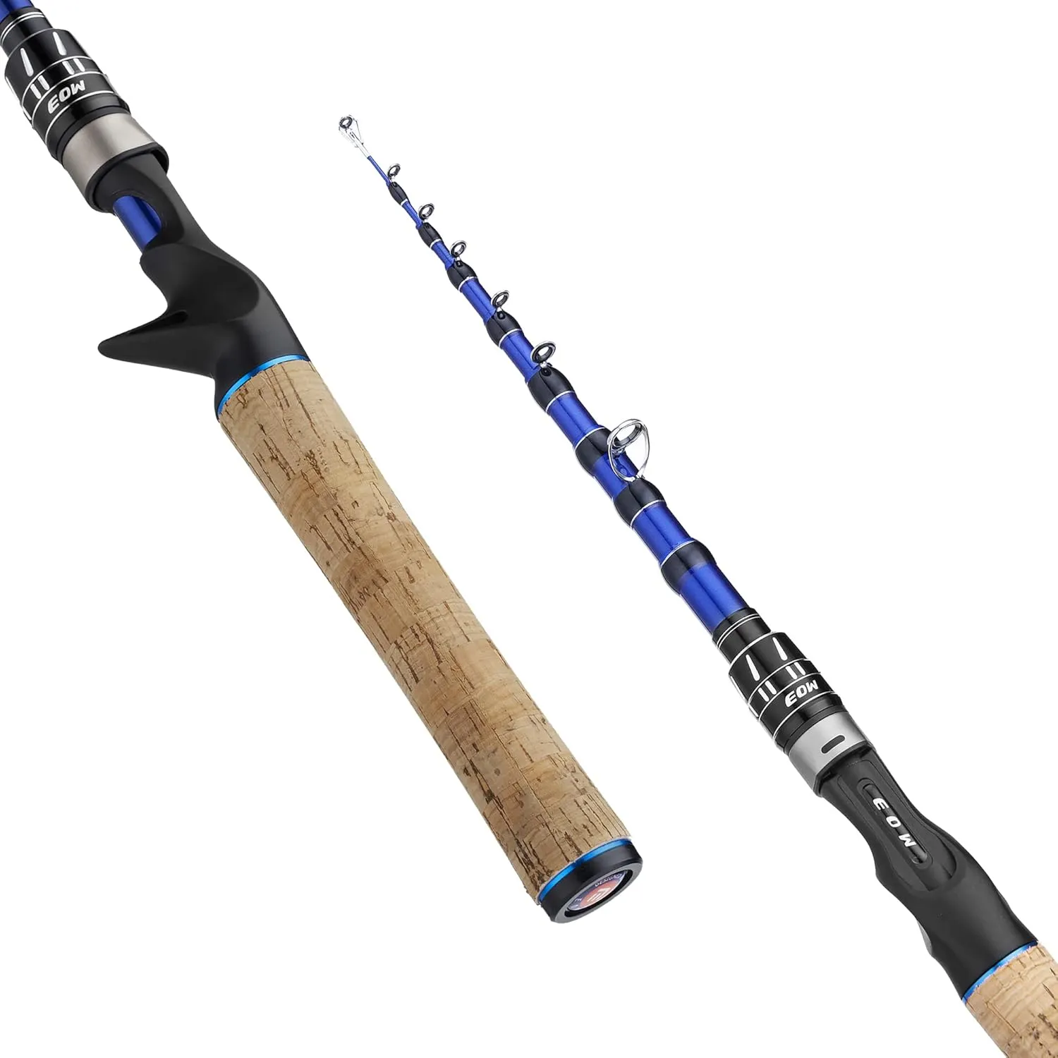 EOW XPEDITE PRO Portable Telescopic Casting and Spinning Fishing Rods, 24T Carbon Blanks & Solid Carbon Tip, Cork Handle, Travel Rod, Short Collapsible Rods