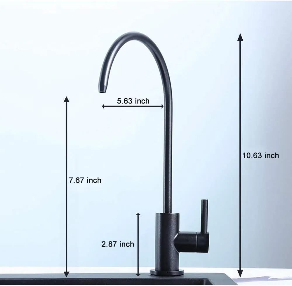ESOW Kitchen Water Filter Faucet, 100% Lead-Free Drinking Water Faucet Fits Most Reverse Osmosis Units or Water Filtration System in Non-Air Gap, Stainless Steel 304 Body Matte Black Finish