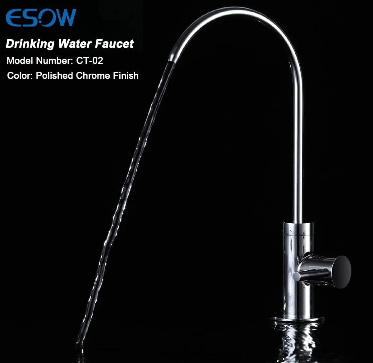 ESOW Kitchen Water Filter Faucet, 100% Lead-Free Drinking Water Faucet Fits Most Reverse Osmosis Units or Water Filtration System in Non-Air Gap, Stainless Steel 304 Body Polished Chrome Finish
