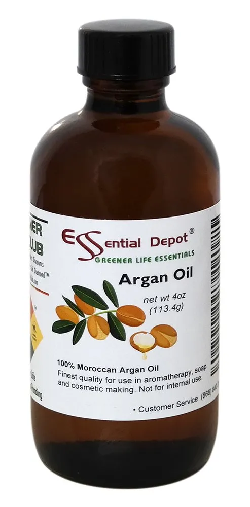 Essential Depot Argan Oil - 4 oz - 100% Pure - Used for Skin and Hair Care - GC/MS Tested - Skin Safe - Supplied in 4 oz. Amber Glass Bottle with Black Phenolic Cone
