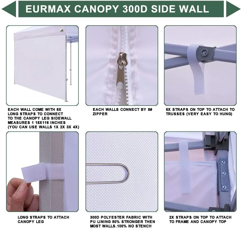 Eurmax USA Instant Canopy SunWall 10x10 Canopy Wall Sidewall Canopy Tent Sidewalls for Pop Up Canopy Tent,1 Pack Sidewall Only (Blue)