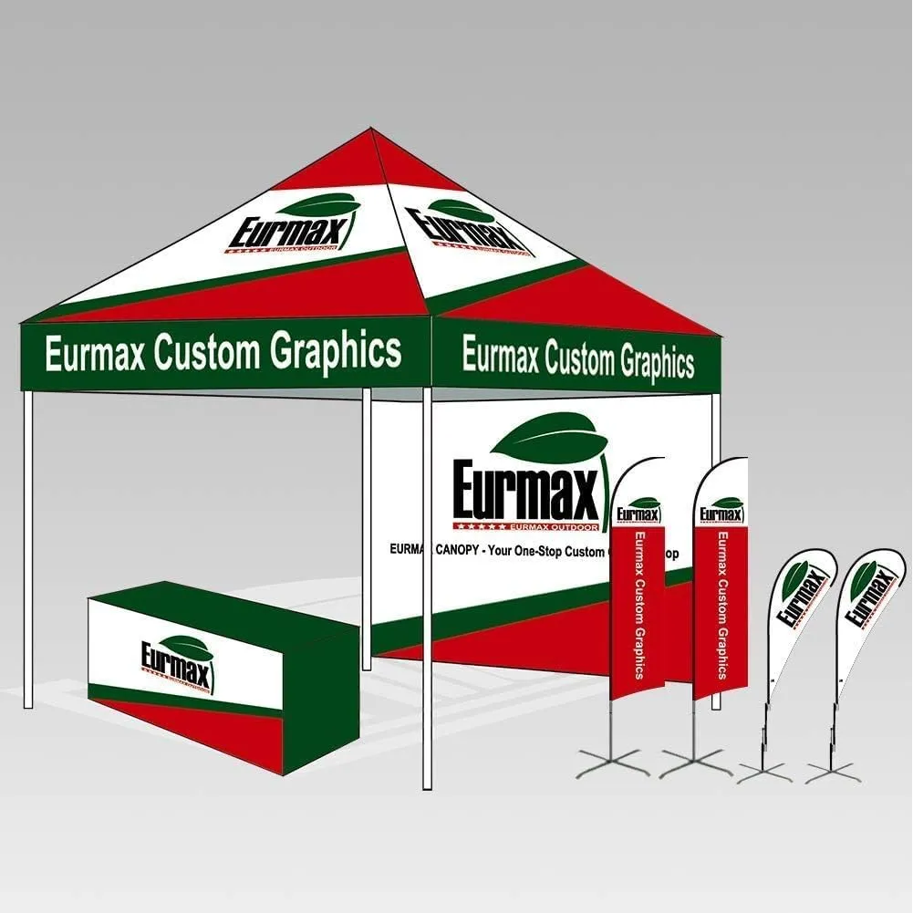 Eurmax USA Premium 10'x20' Pop-up Canopy Tent Commercial Instant Canopies Shelter with Heavy Duty Wheeled Carry Bag Bonus 4 Sand Bags(Grey)
