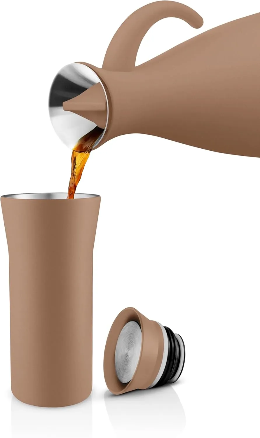 Eva Solo | City To Go Cup 12oz Mocca | Practical, double-walled thermo cup for easy and simple one-hand operation – click-lid allows drinking from all sides | Mocca