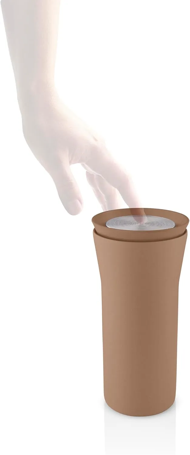 Eva Solo | City To Go Cup 12oz Mocca | Practical, double-walled thermo cup for easy and simple one-hand operation – click-lid allows drinking from all sides | Mocca